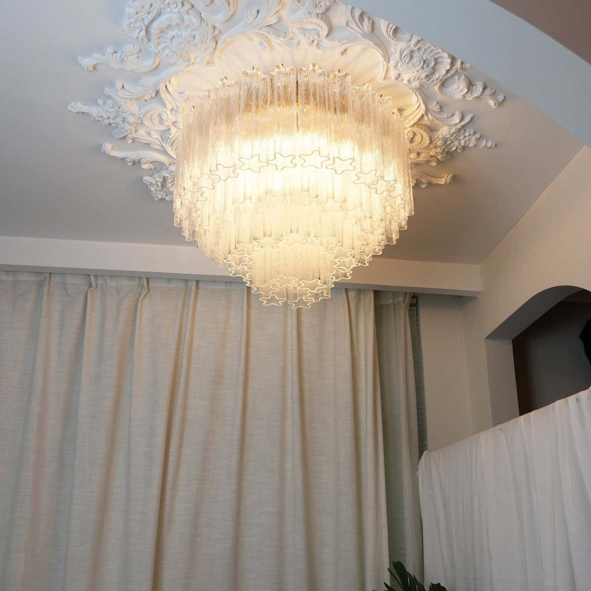 Murano Pink Glass Ceiling Light