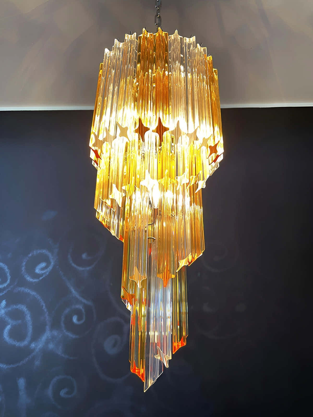 Murano Spiral Prism Glass Chandelier