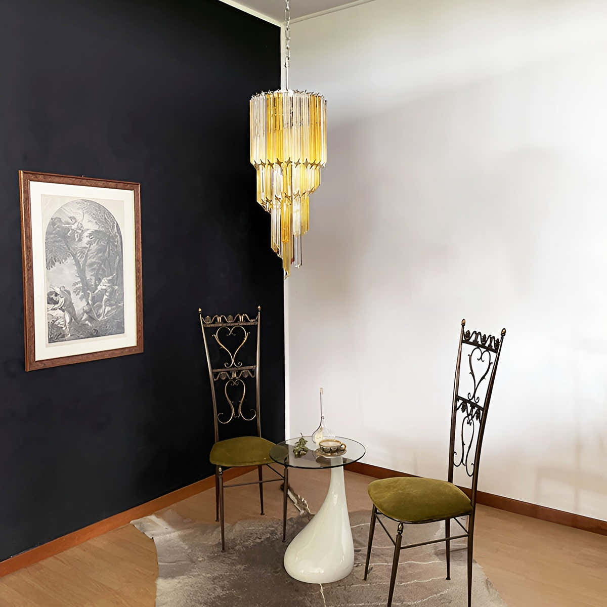 Murano Spiral Prism Glass Chandelier