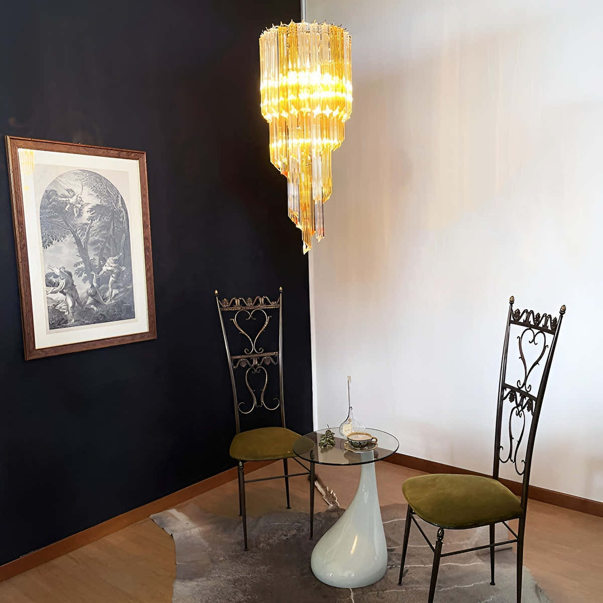 Murano Spiral Prism Glass Chandelier