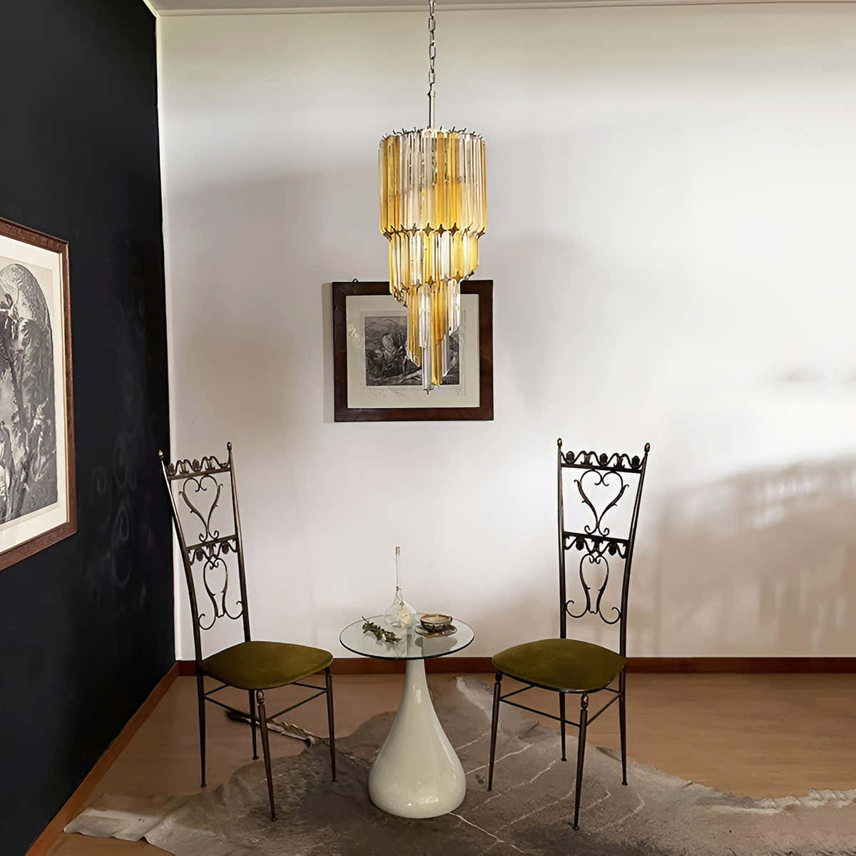 Murano Spiral Prism Glass Chandelier