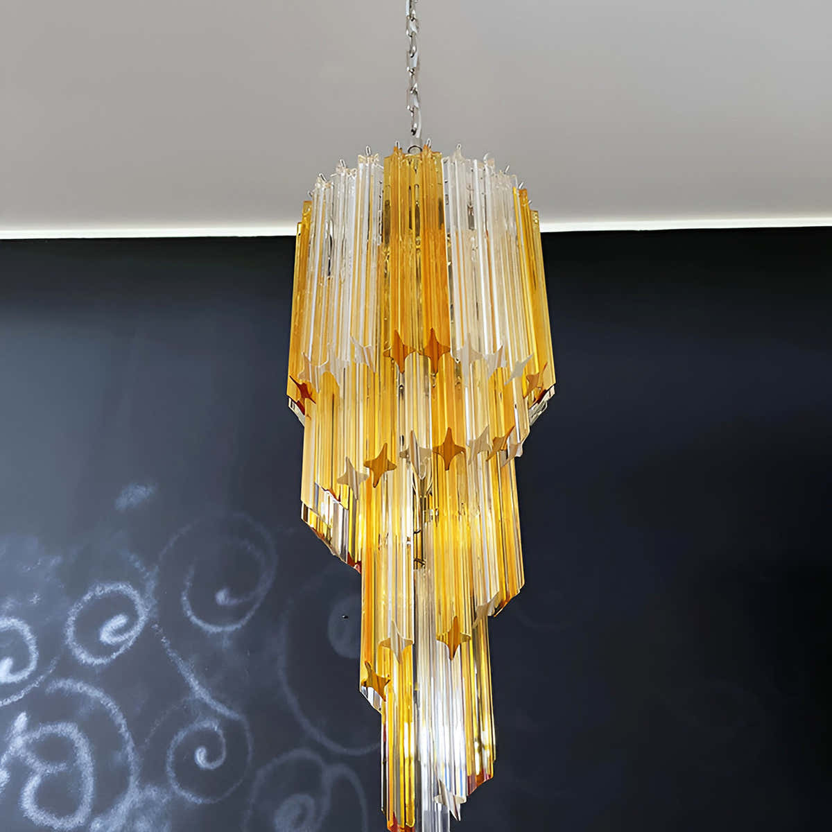 Murano Spiral Prism Glass Chandelier