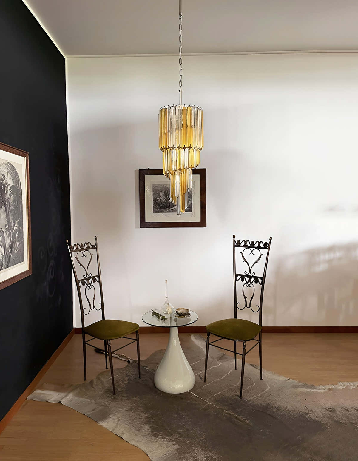 Murano Spiral Prism Glass Chandelier
