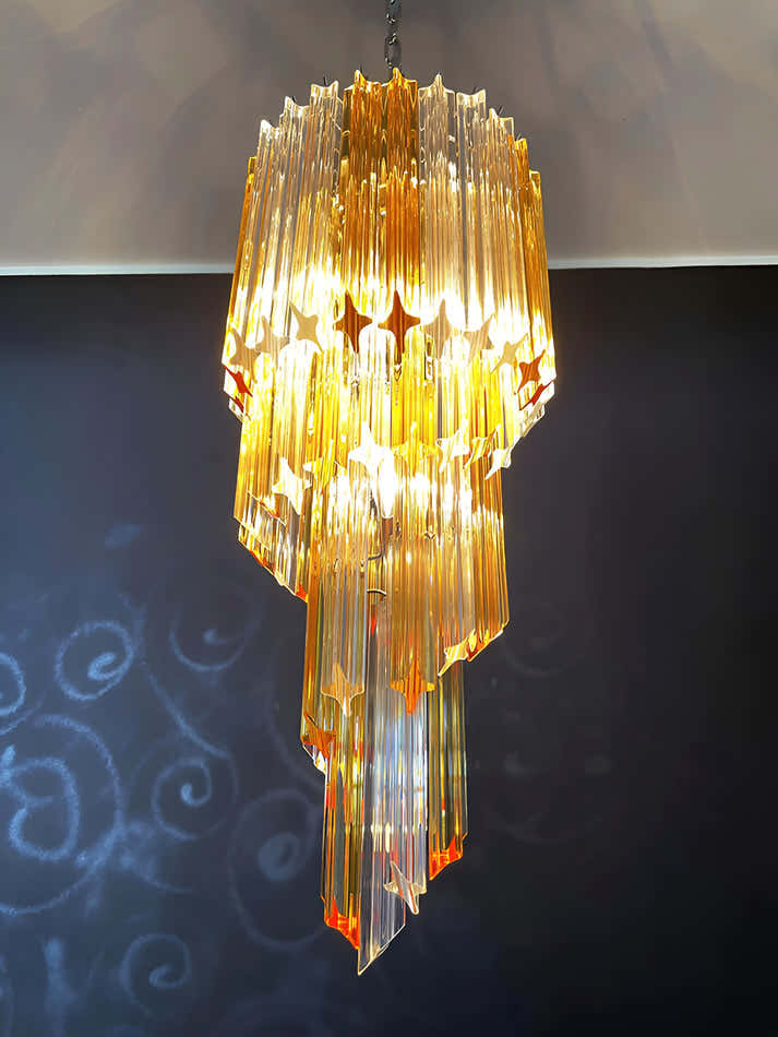 Murano Spiral Prism Glass Chandelier