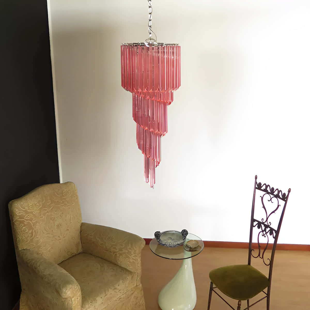 Murano Spiral Prism Glass Chandelier