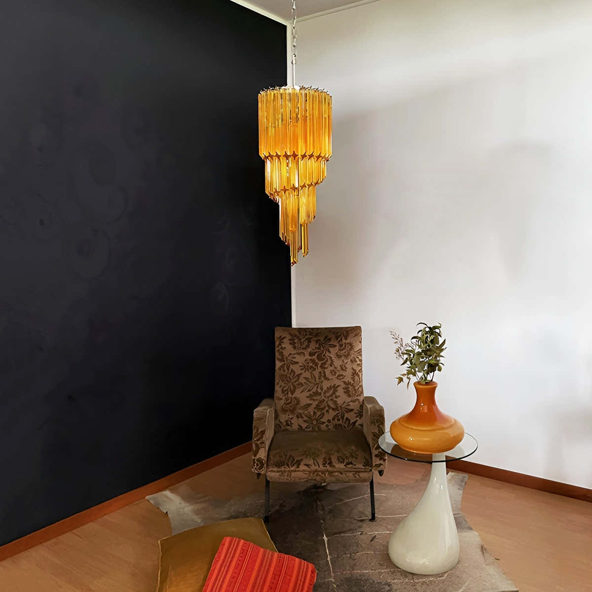 Murano Spiral Prism Glass Chandelier
