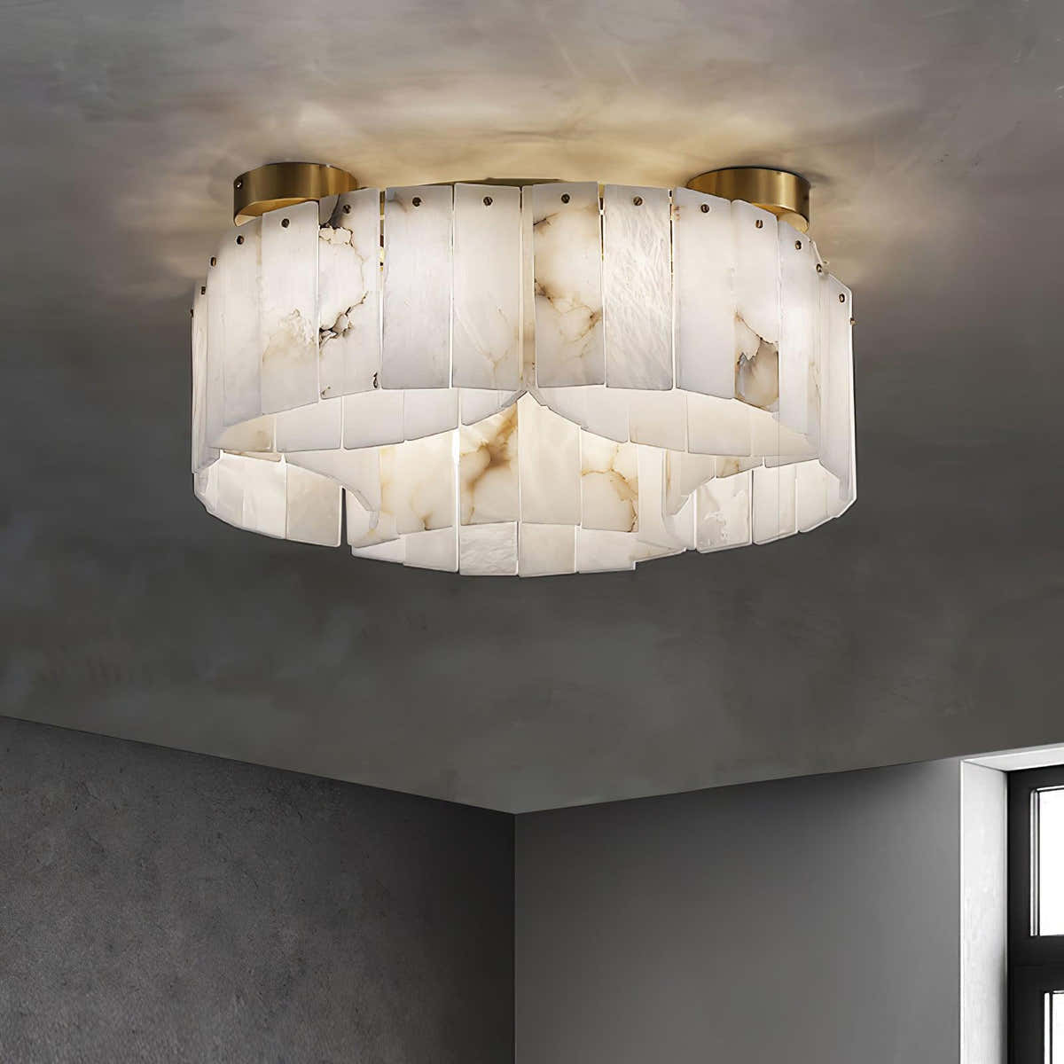 Luxe Alabaster Brass Ceiling Lamp