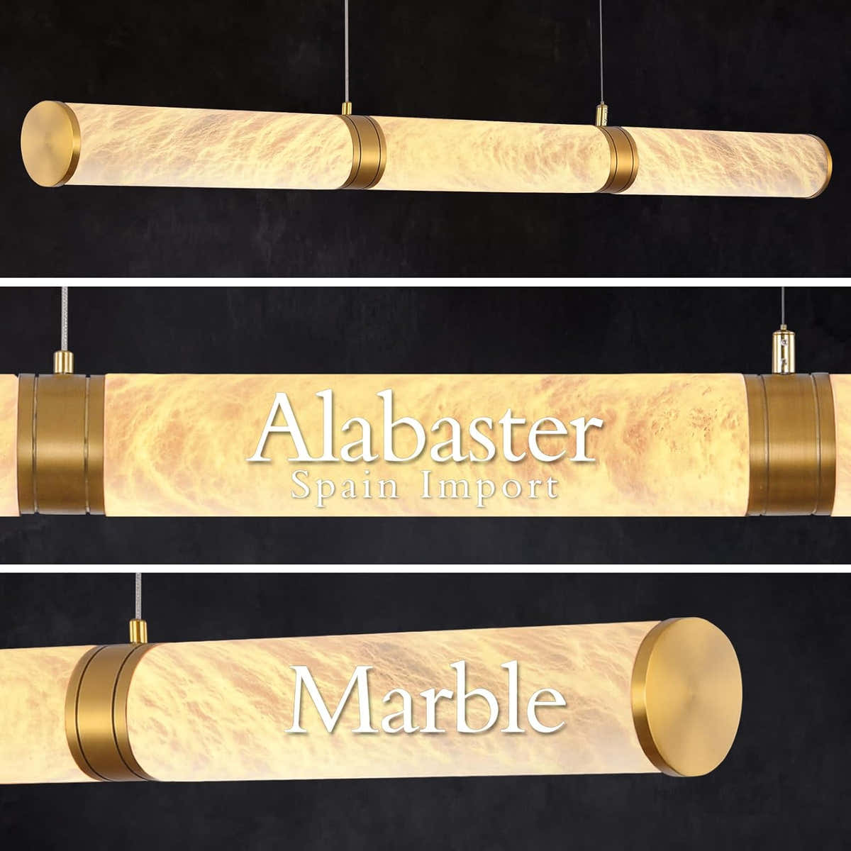 Cylinder Alabaster Chandelier-Gold
