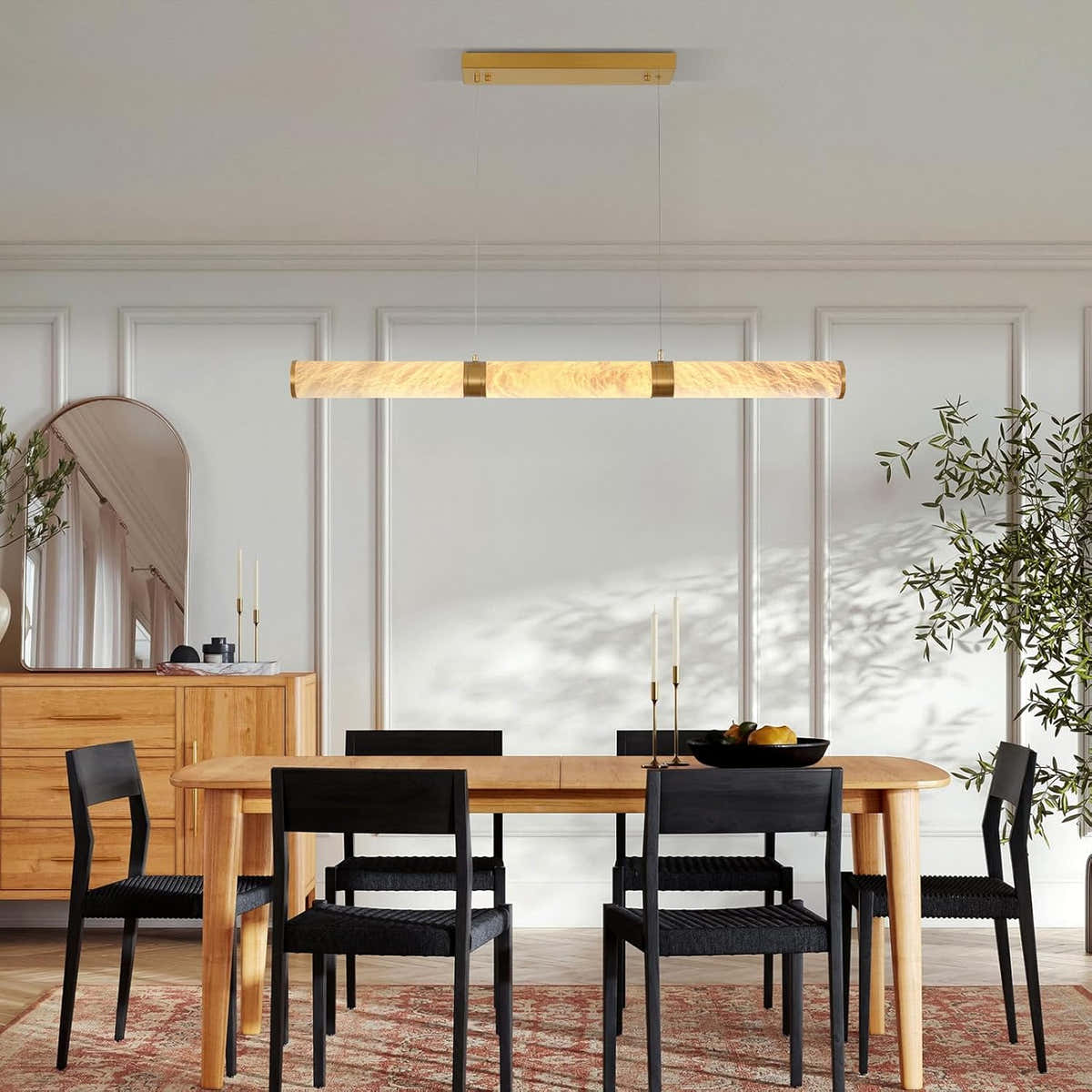 Cylinder Alabaster Chandelier-Gold