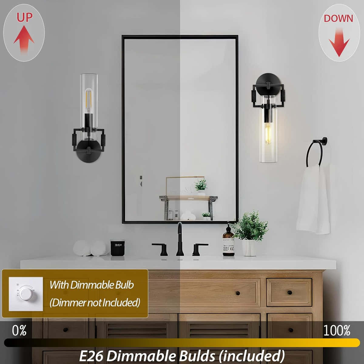 ‎PIOUTNF Modern Brass Wall Sconces