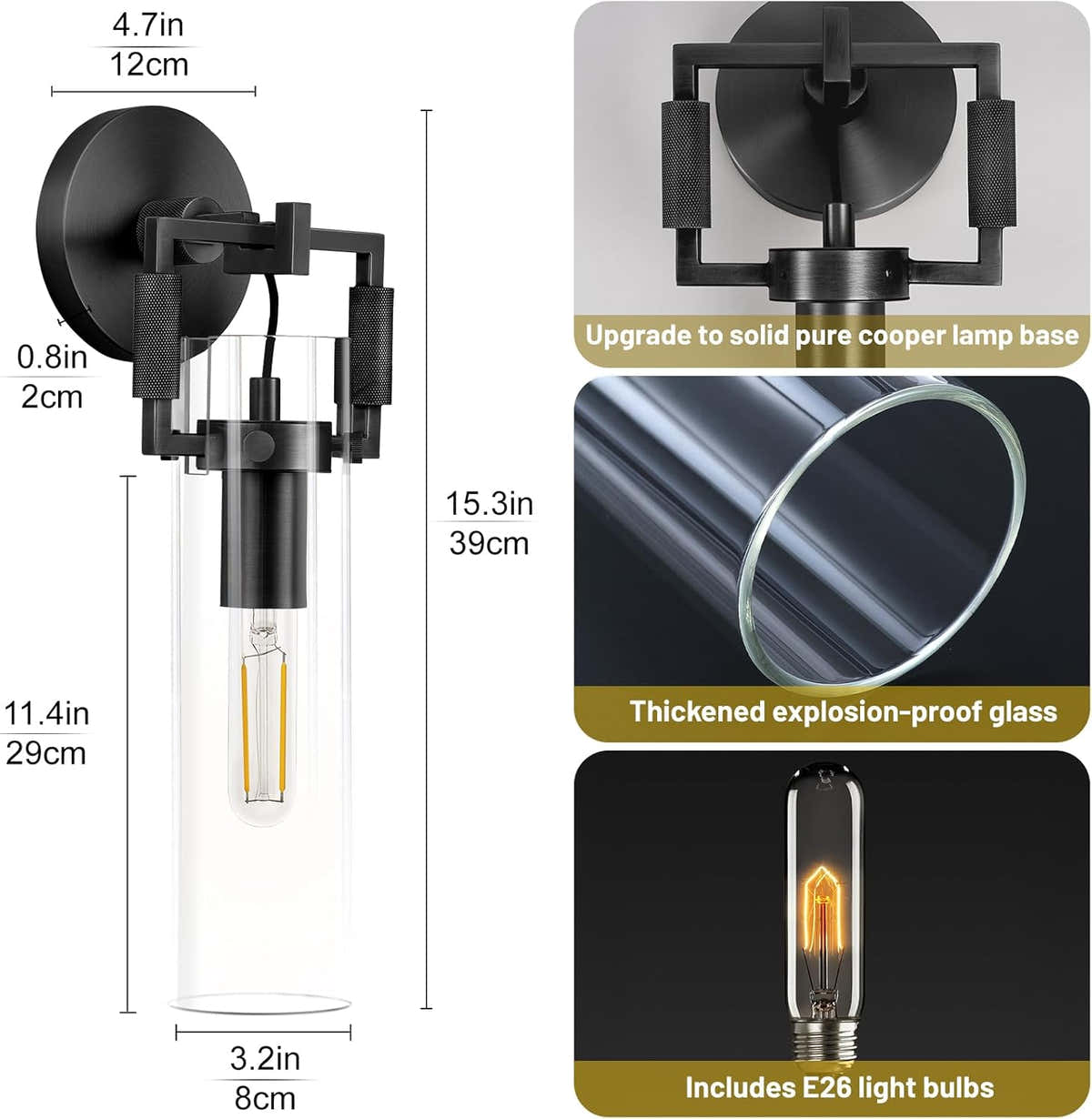 ‎PIOUTNF Modern Brass Wall Sconces