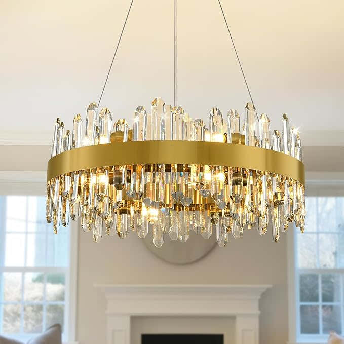 MDEGLYO Modern Crystal Round Chandelier