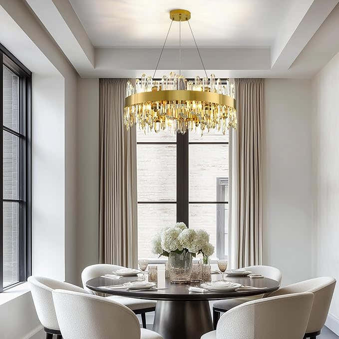 MDEGLYO Modern Crystal Round Chandelier