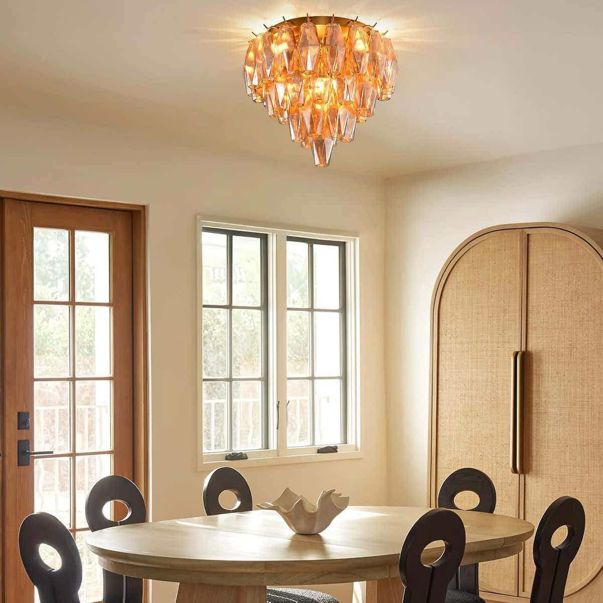 Modern Evelyn Glass Flushmount 17"