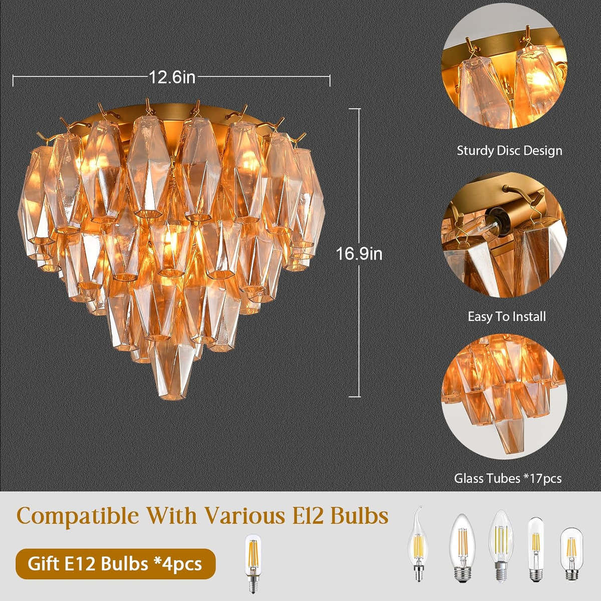 Modern Evelyn Glass Flushmount 17"