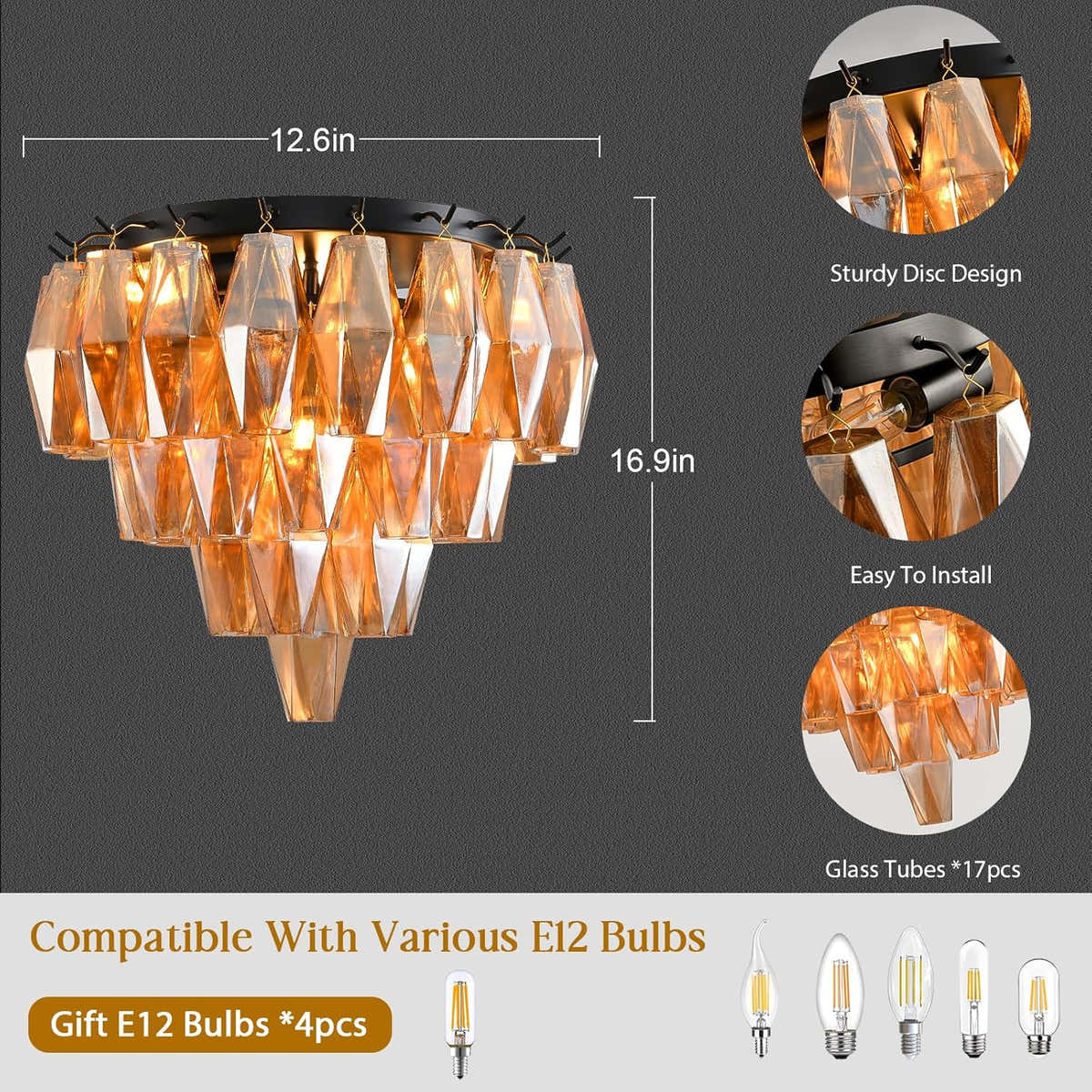 Modern Evelyn Glass Flushmount 17"