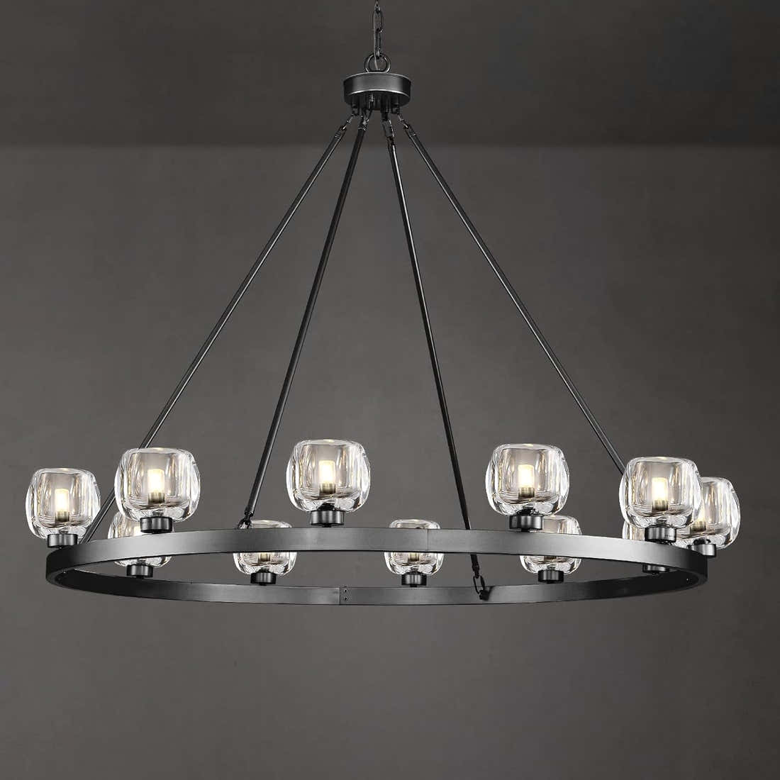 Modern Crystal Farmhouse Wagon Wheel Chandeliers for Dining Room