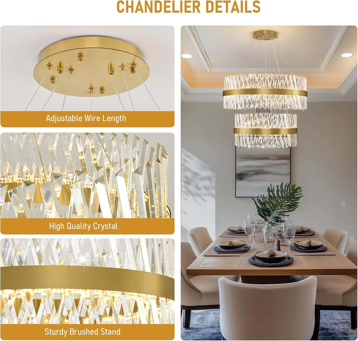 MDEGLYO Modern Crystal Chandelier