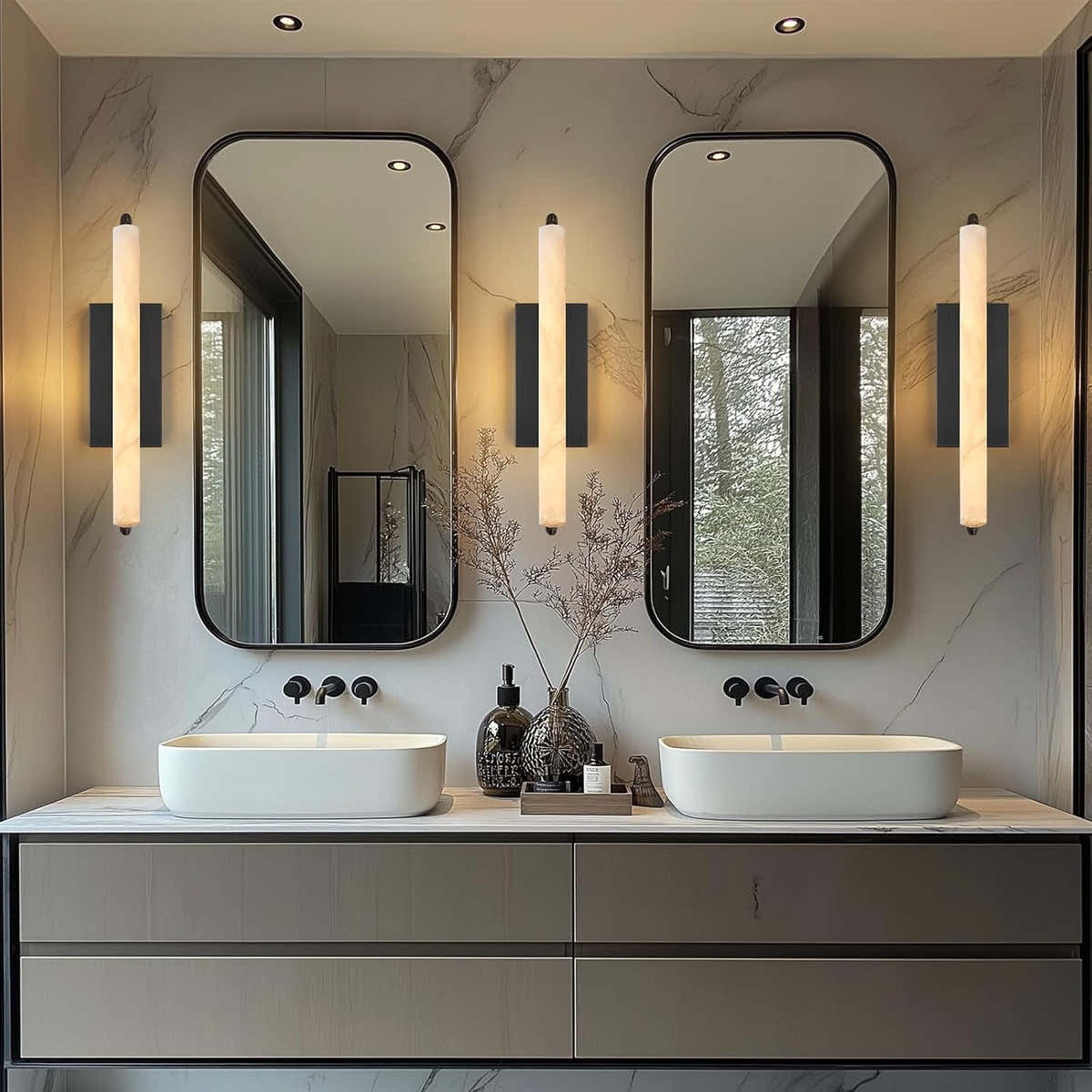 Elegant Alabaster Handcrafted Wall Sconce