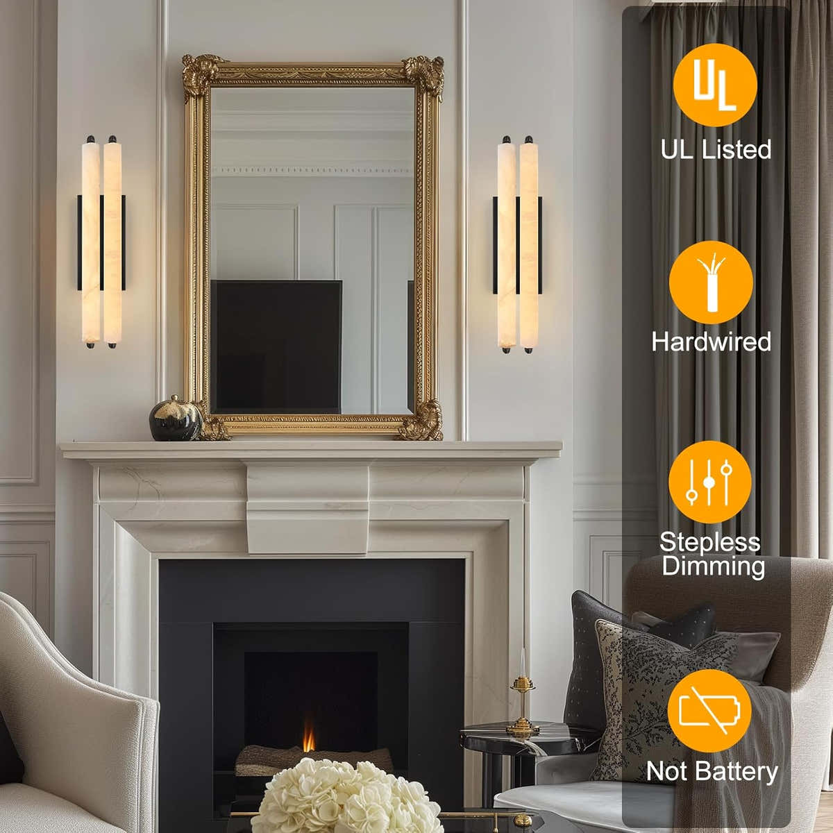 Elegant Alabaster Handcrafted Wall Sconce