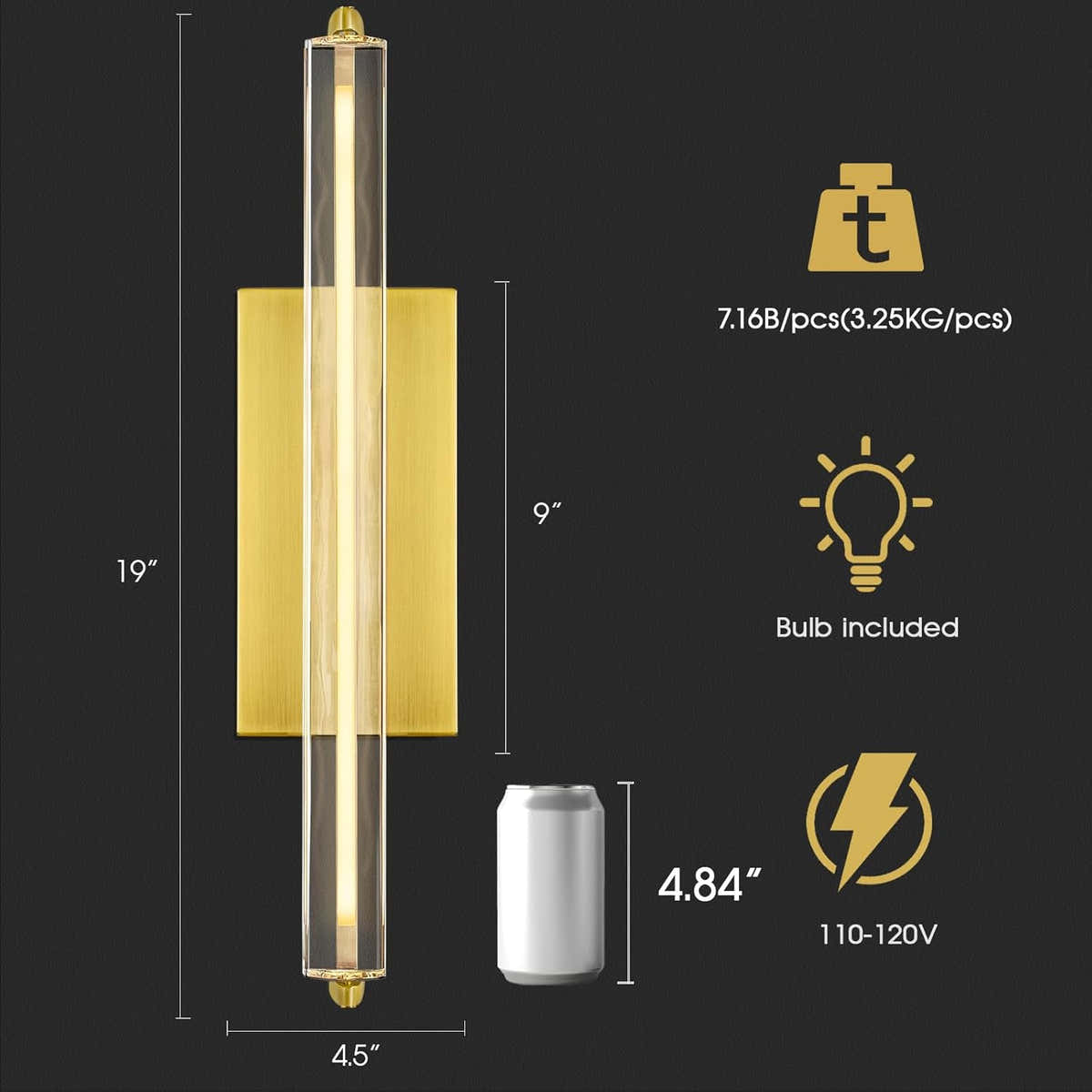 MDEGLYO Crystal Wall Sconce