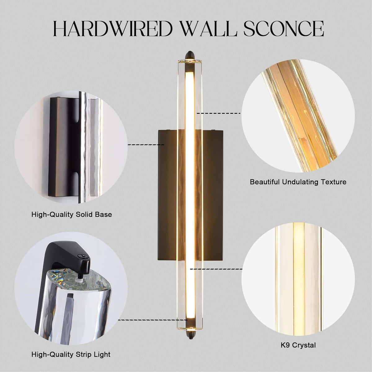 MDEGLYO Crystal Wall Sconce
