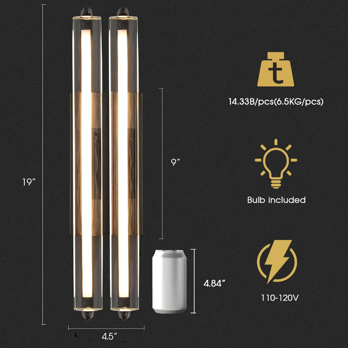 MDEGLYO Crystal Wall Sconce