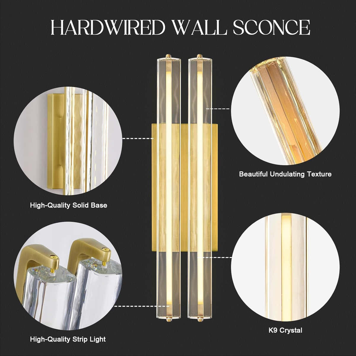 MDEGLYO Crystal Wall Sconce