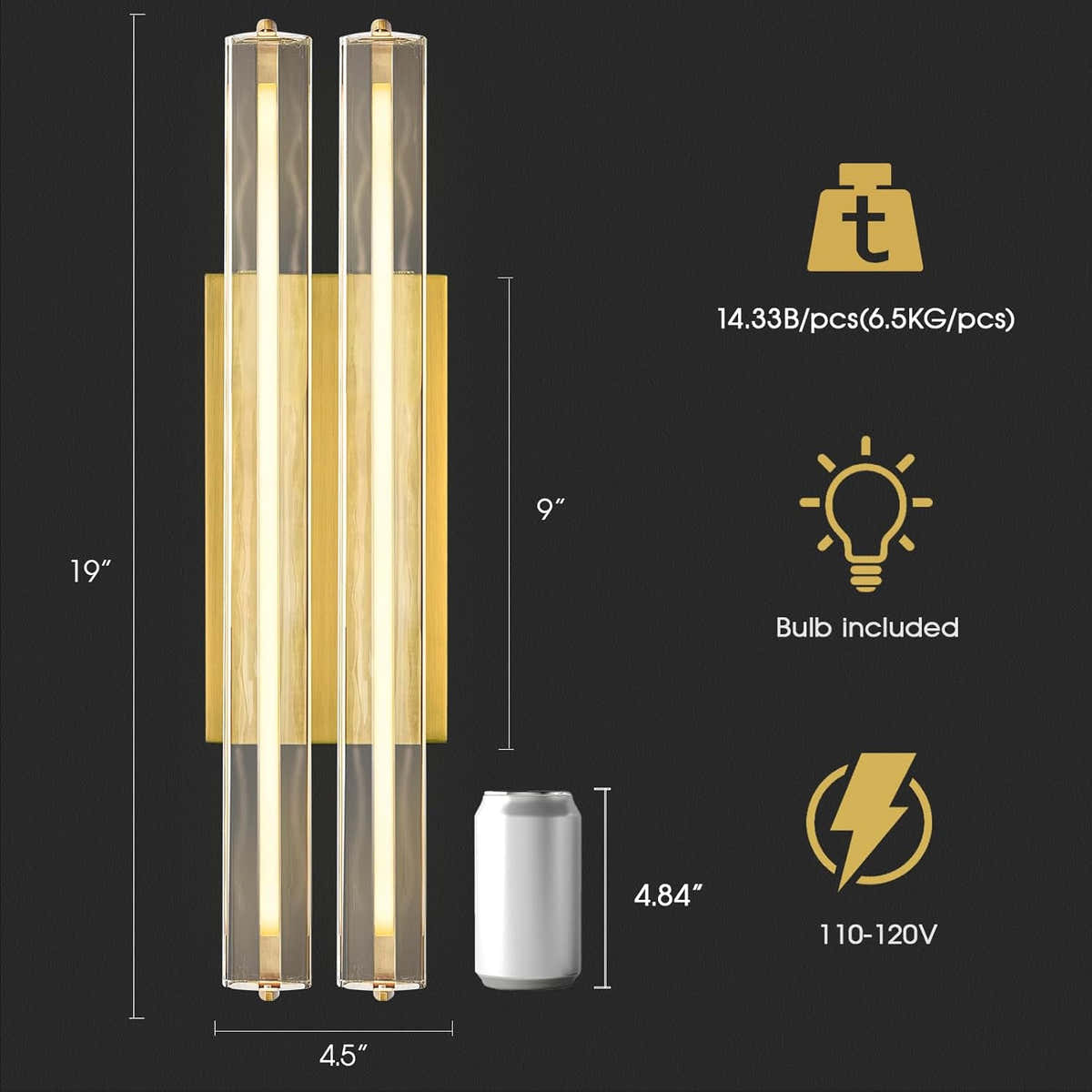 MDEGLYO Crystal Wall Sconce