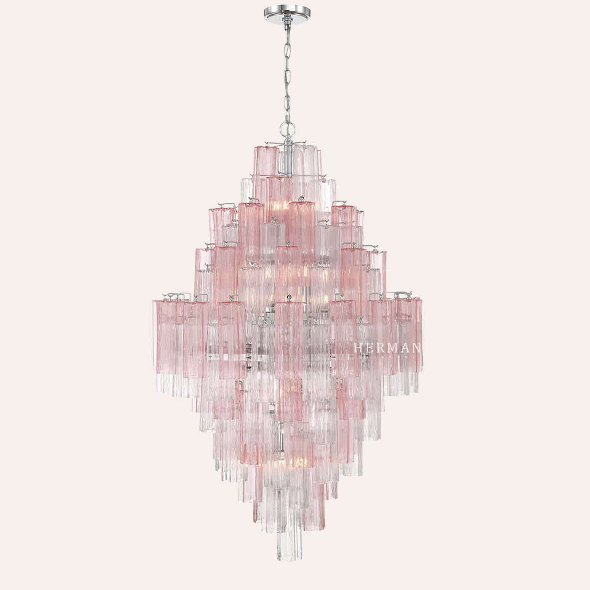 Petalia Murano Glass Diamond Chandelier 50"H