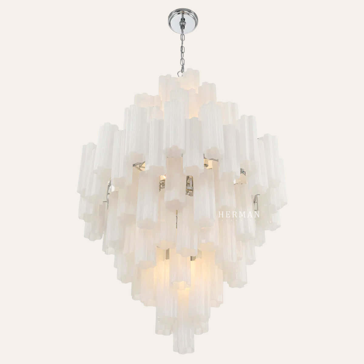 Petalia Murano Glass Diamond Chandelier 50"H