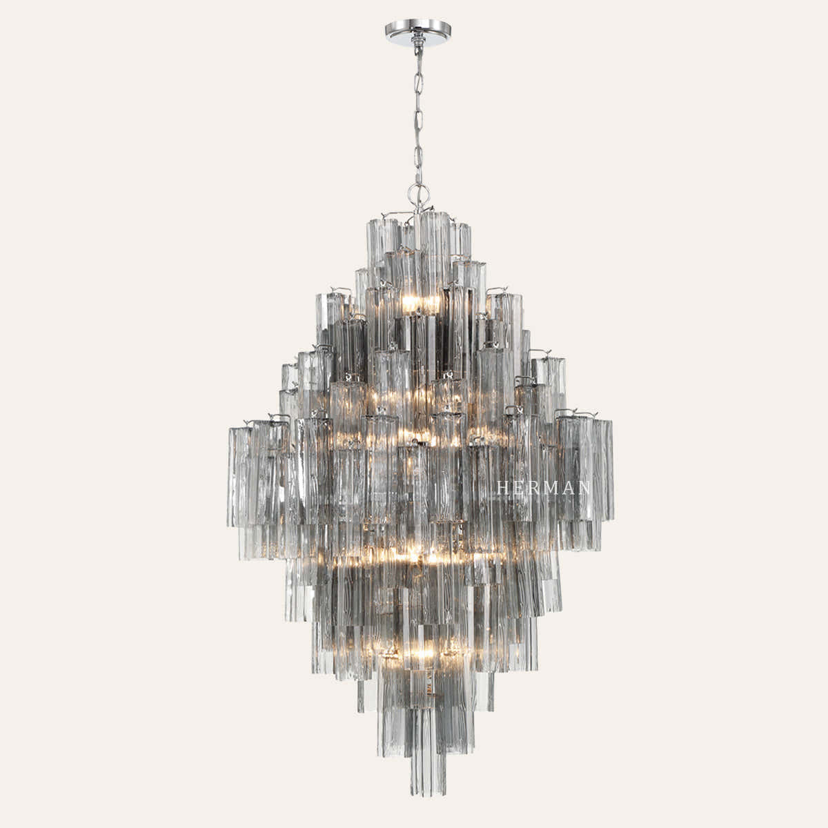 Petalia Murano Glass Diamond Chandelier 50"H