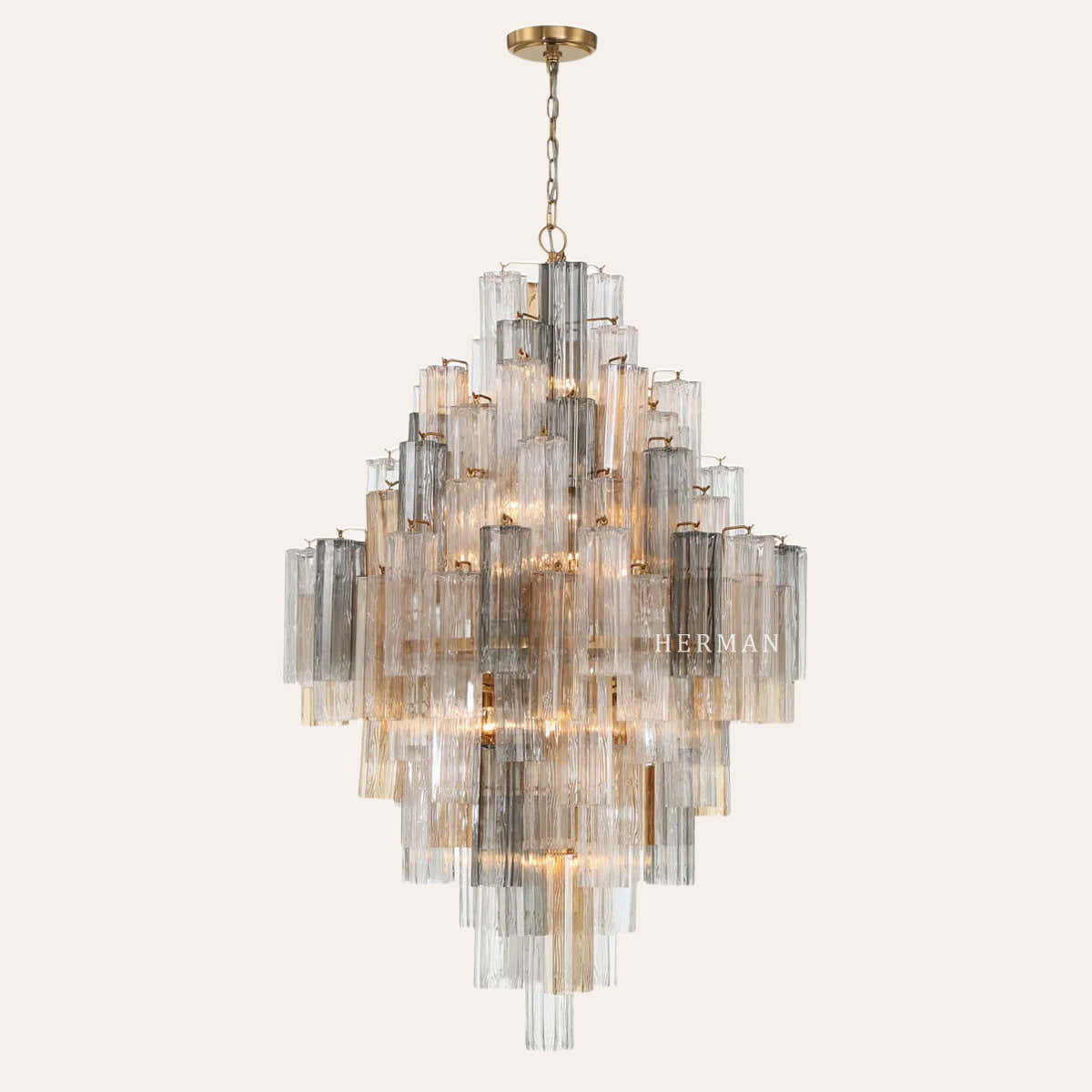 Petalia Murano Glass Diamond Chandelier 50"H