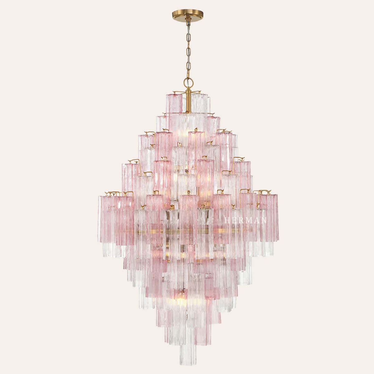 Petalia Murano Glass Diamond Chandelier 50"H