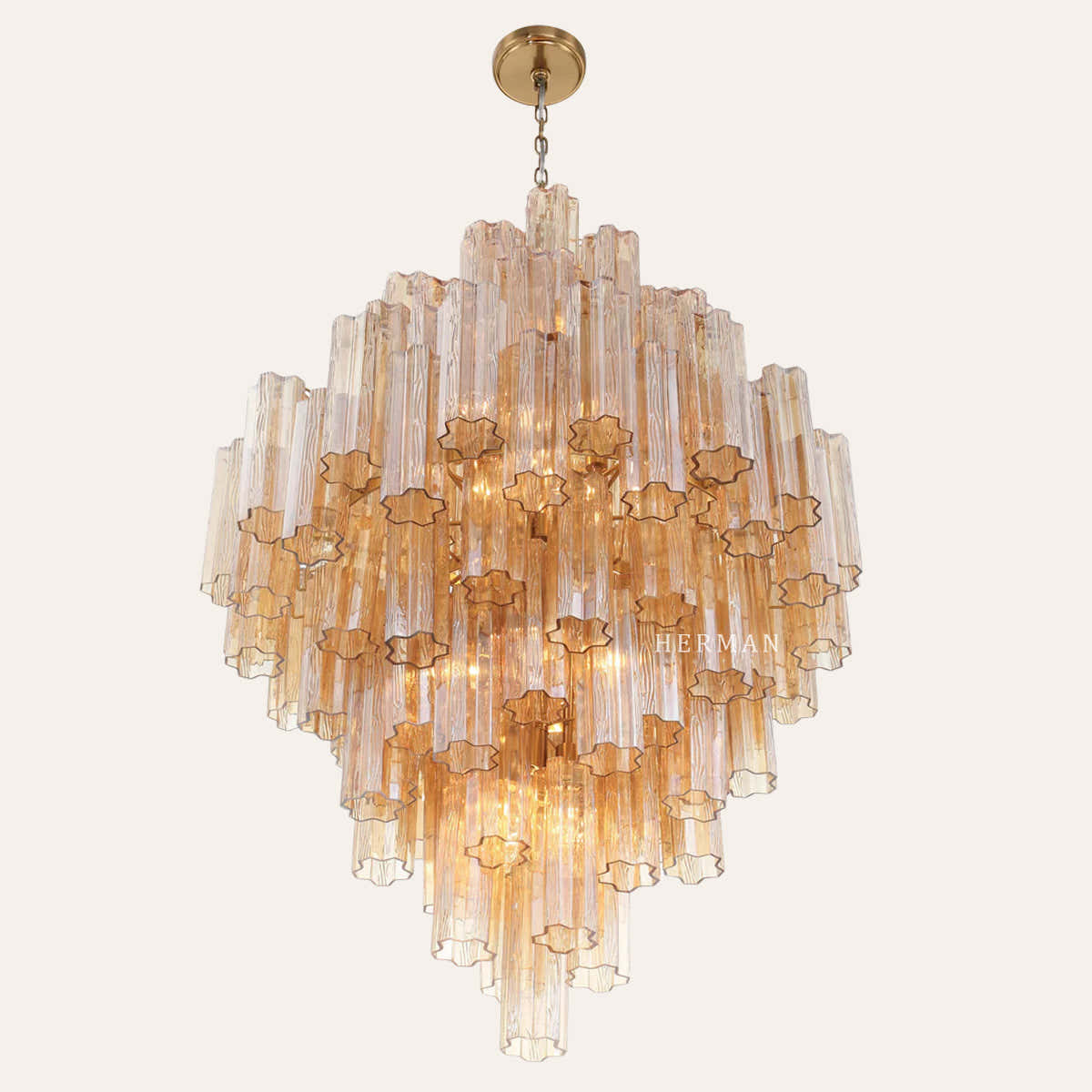 Petalia Murano Glass Diamond Chandelier 50"H