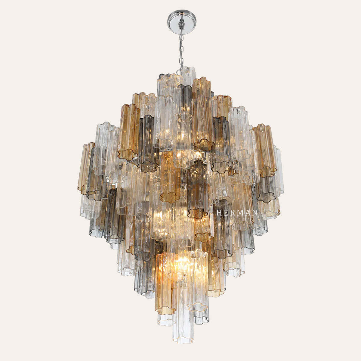 Petalia Murano Glass Diamond Chandelier 50"H