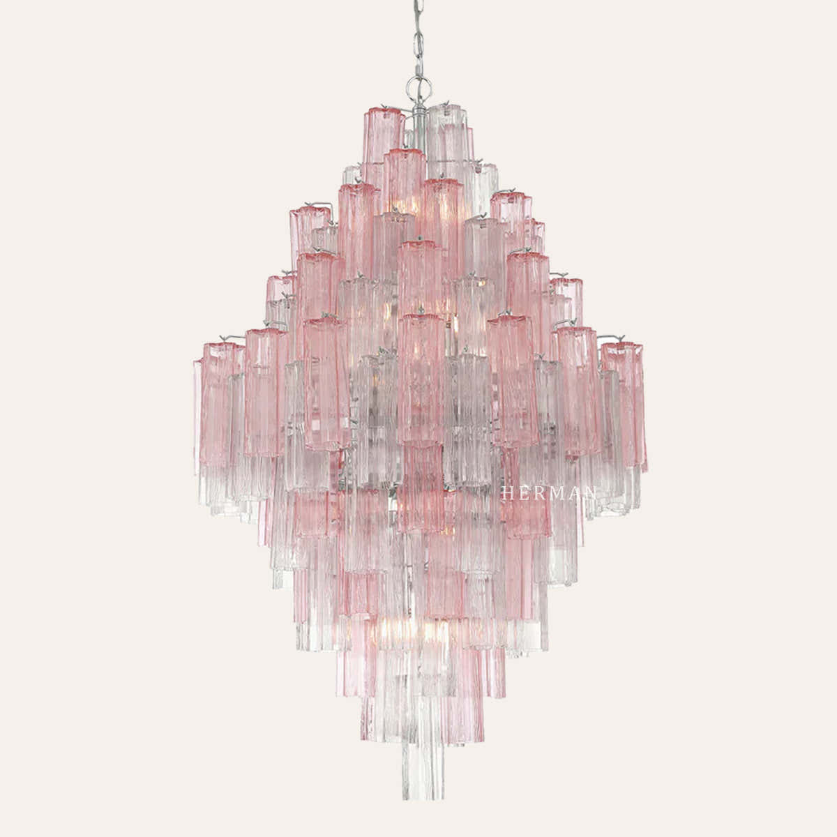 Petalia Murano Glass Diamond Chandelier 50"H