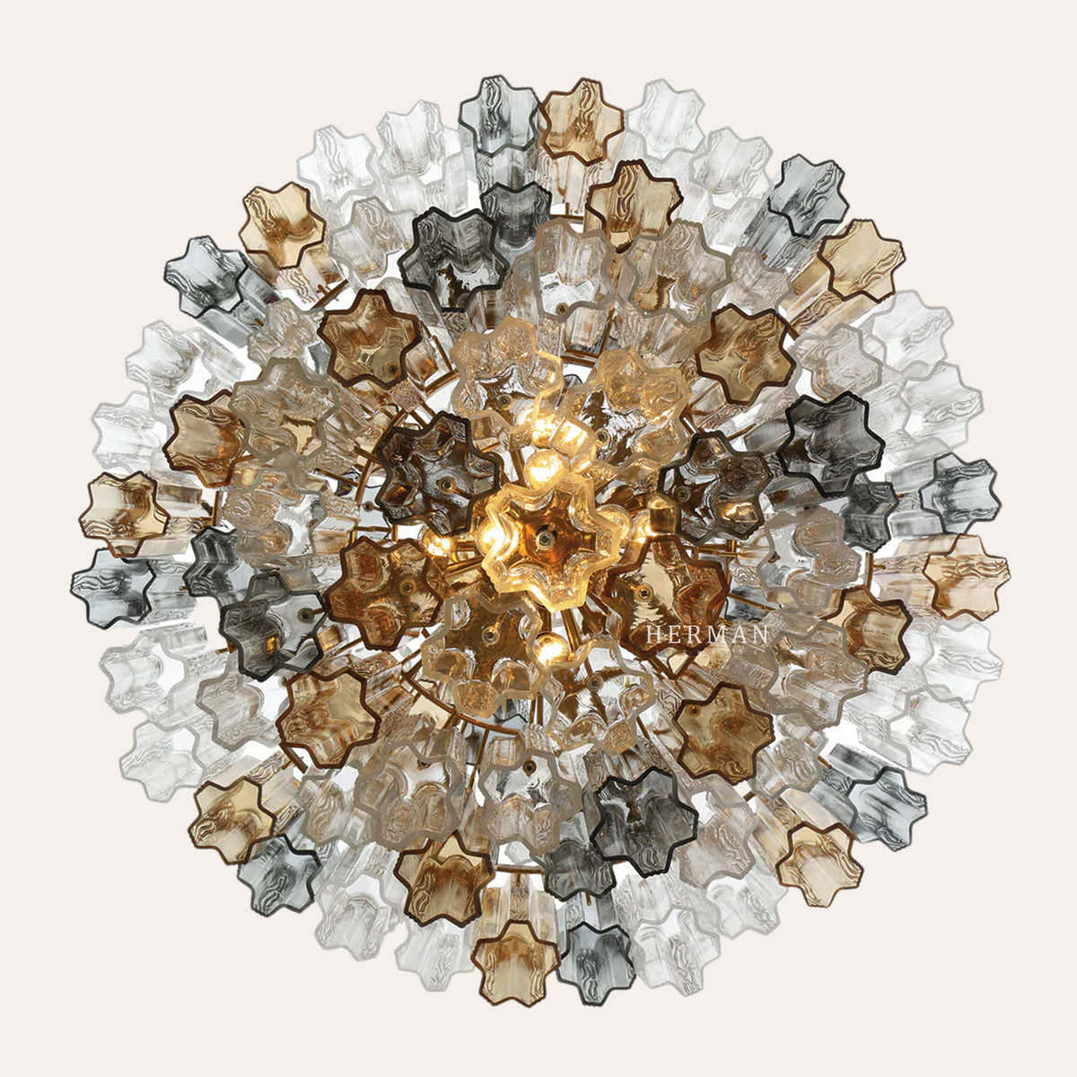 Petalia Murano Glass Diamond Chandelier 50"H