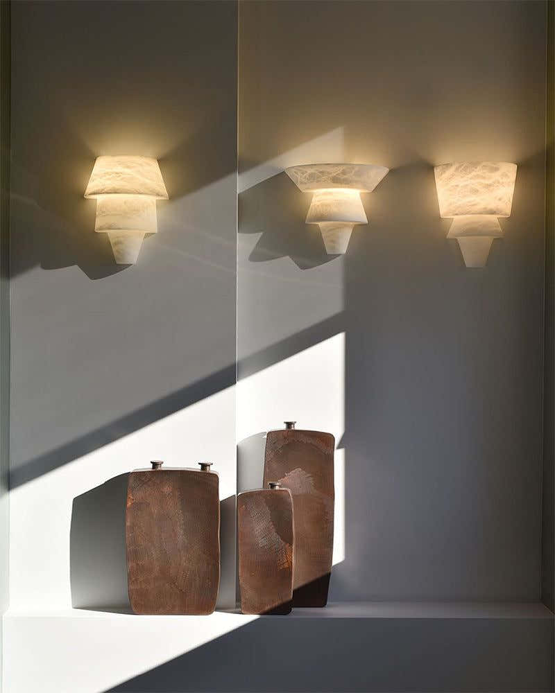 Brianna Alabaster Dining Table Pendant Modern Stacked Conical Pendant Light