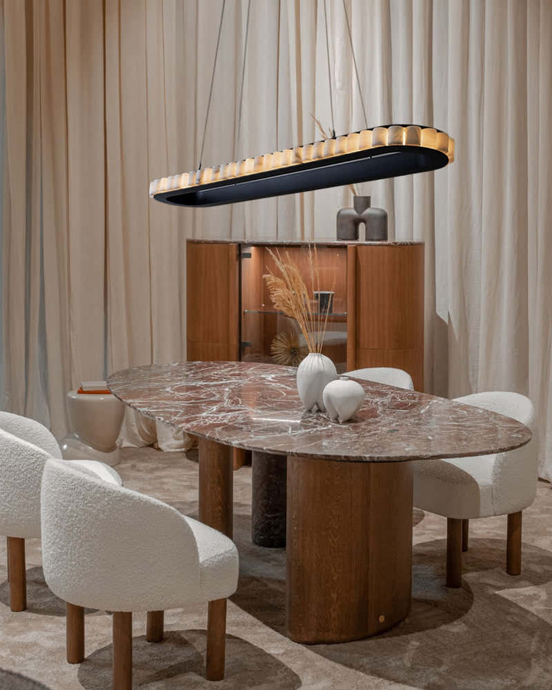 Ring Alabaster Oval Chandelier for Kitchen Island