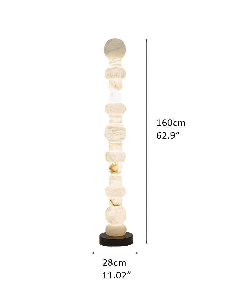 Modern White Alabaster High Standing Floor Lamp with geometric modeling design, Height 160cm,40W