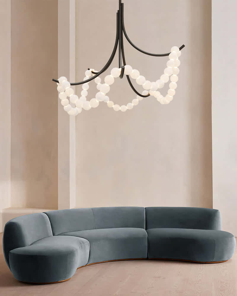 Cluster String Alabaster Beads Semi Flush Chandelier
