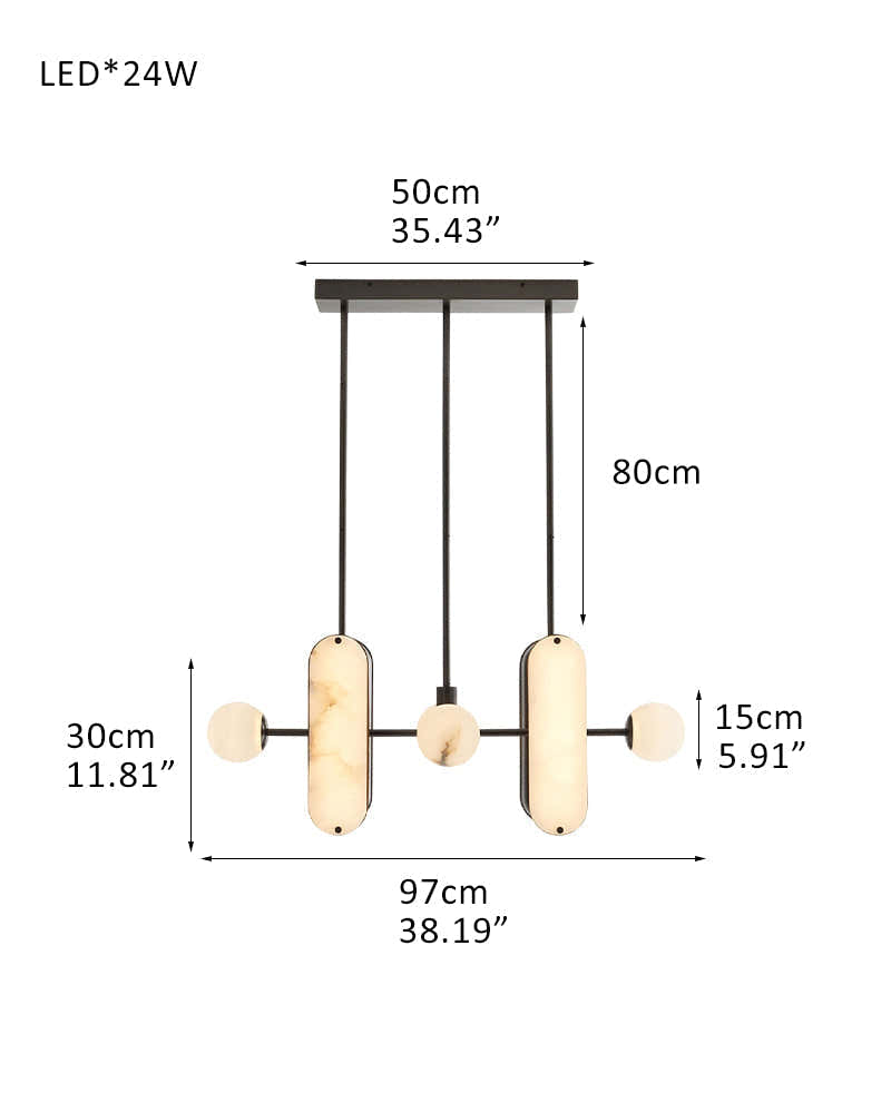 8-Light LED Linear Pendant Lighting in White Alabaster