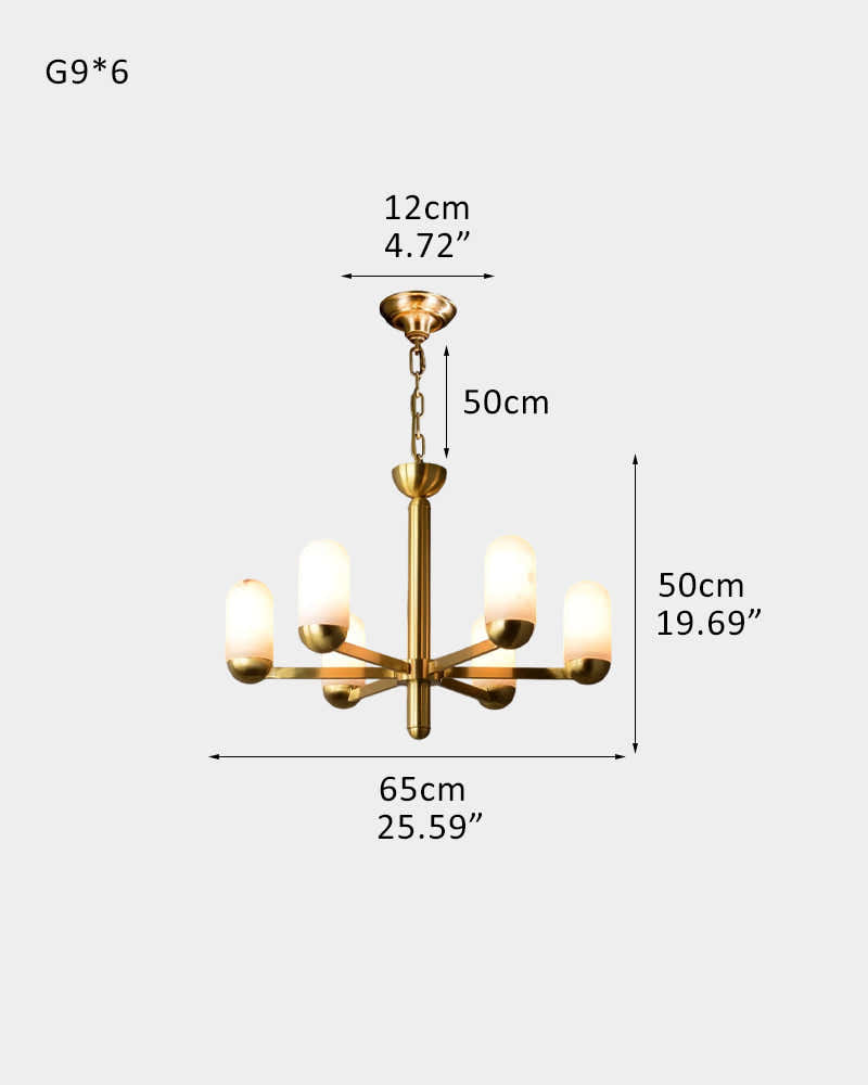 Alabaster Luxury Moonshade Brass Chandelier for dining room