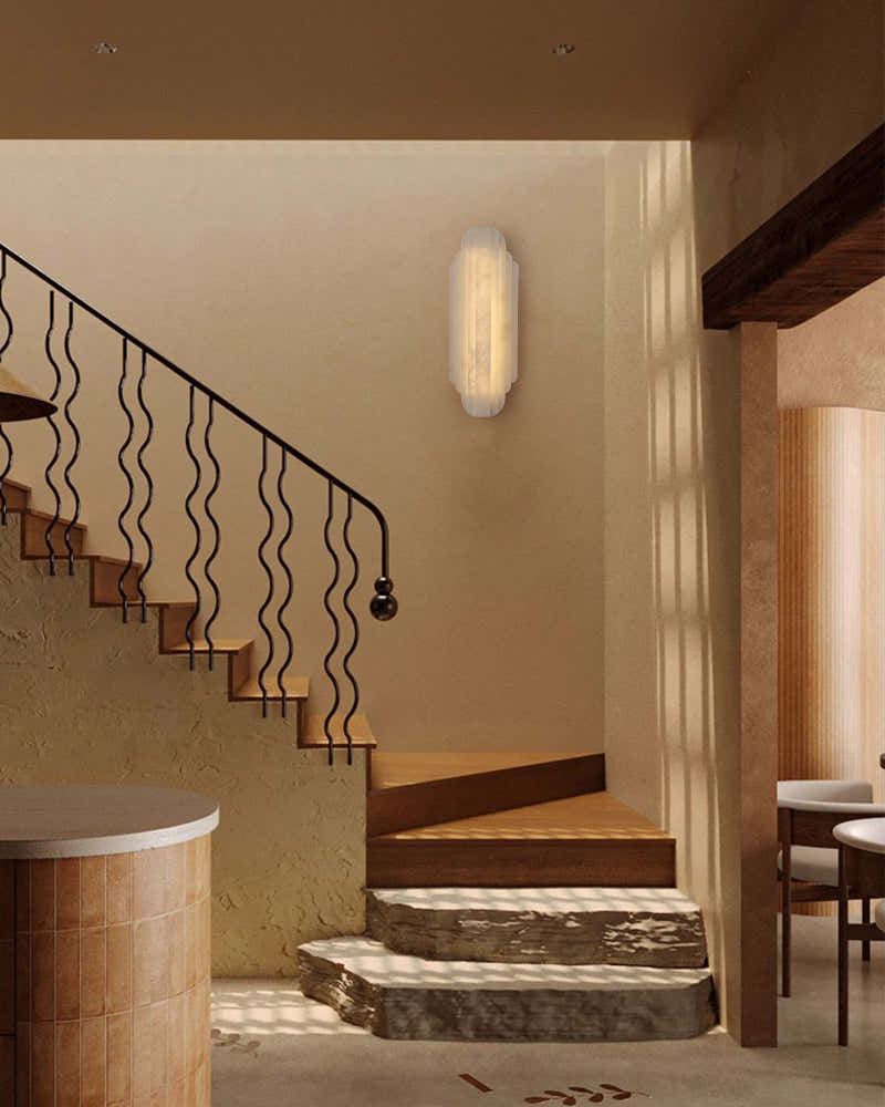 Vanity light fixtures Estelle Alabaster Hillside Flush Mounted Wall Sconces Height 20" 30"