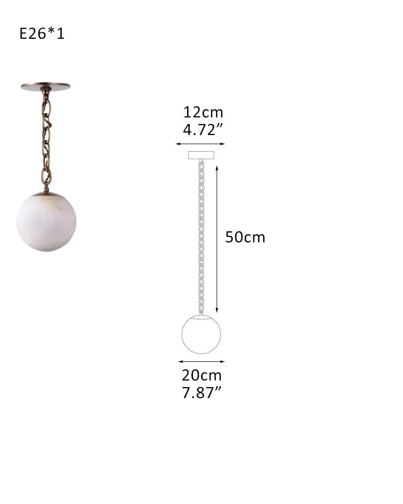 Alabaster Globe Swag Pendants Indoor Lighting with Brass/Black Chain in adjustable