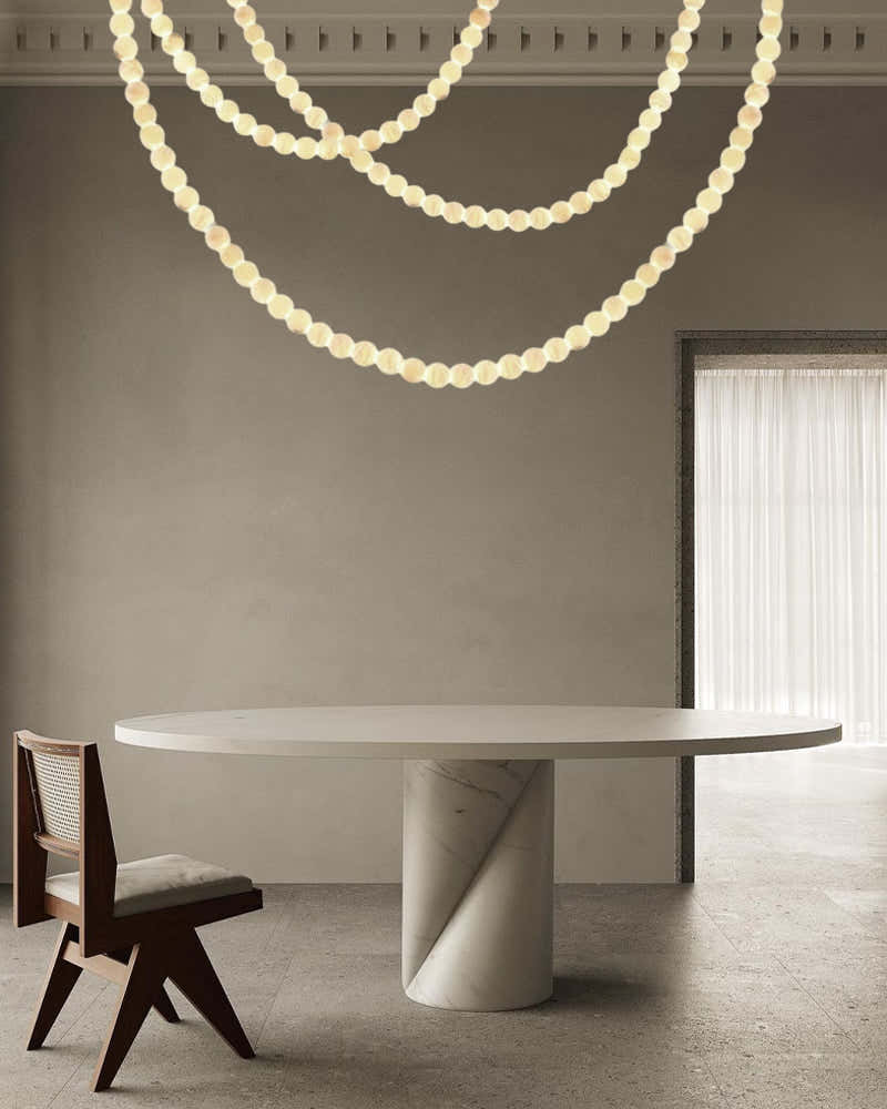 Modern LED Natural Alabaster Globes Beads Hanging Chandelier Indoor Lighting Fixture