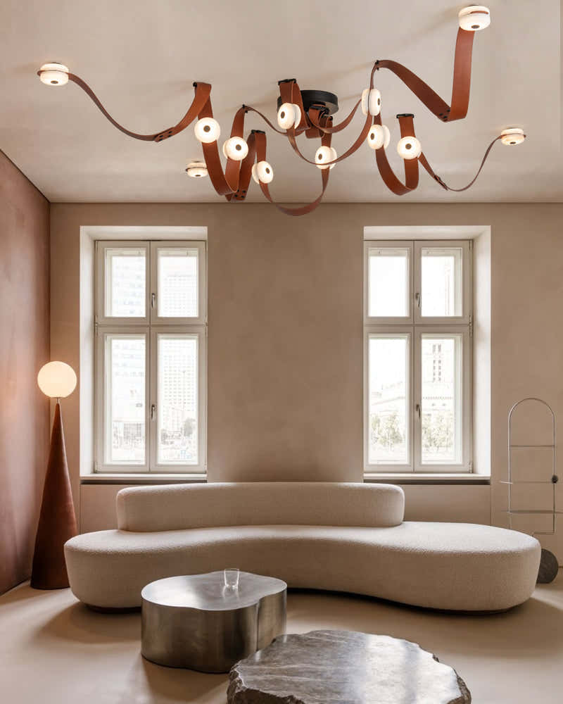 LED Module Snaps Alabaster Pug in Pendant Lighting with Extension Leather Straps