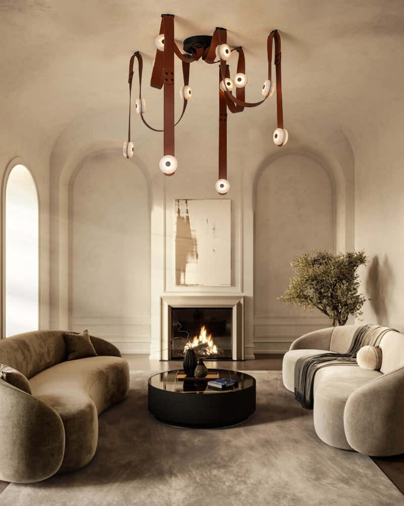 LED Module Snaps Alabaster Pug in Pendant Lighting with Extension Leather Straps