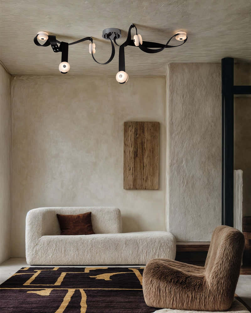 LED Module Snaps Alabaster Pug in Pendant Lighting with Extension Leather Straps